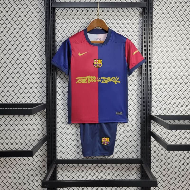 FCBarcelona x Travis Scott 24/25 Home Kids Set - TheFutbolistaCloset