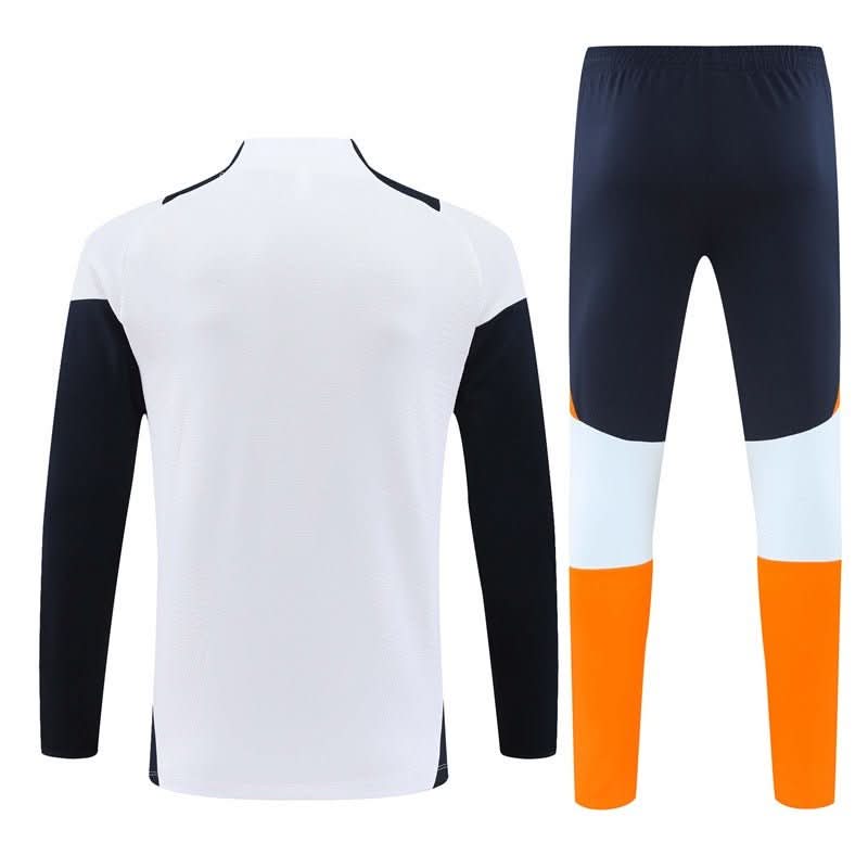 Real Madrid 24/25 White Navy & Orange Training Set - TheFutbolistaCloset
