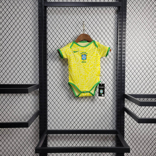 Brazil Copa America 2024 Home Babies Body Shirt