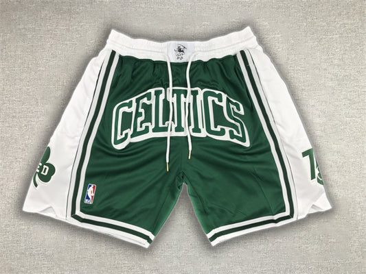 Boston Celtics Just Don White Green Shorts
