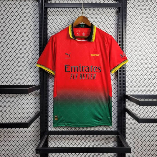 AC Milan X Off White 24/25 Fourth Red Shirt - TheFutbolistaCloset