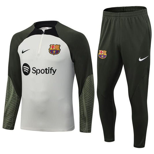 FCBarcelona 23/24 Cream Dark Green Training Set - TheFutbolistaCloset