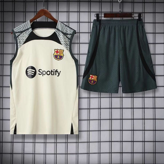 FCBarcelona 23/24 Cream Green Training Shirt - TheFutbolistaCloset