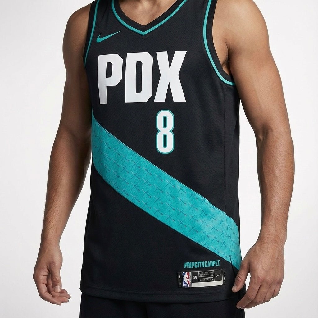 גופיית משחק פורטלנד טרייל בלייזרס שחורה תכלת - TheFutbolistaCloset