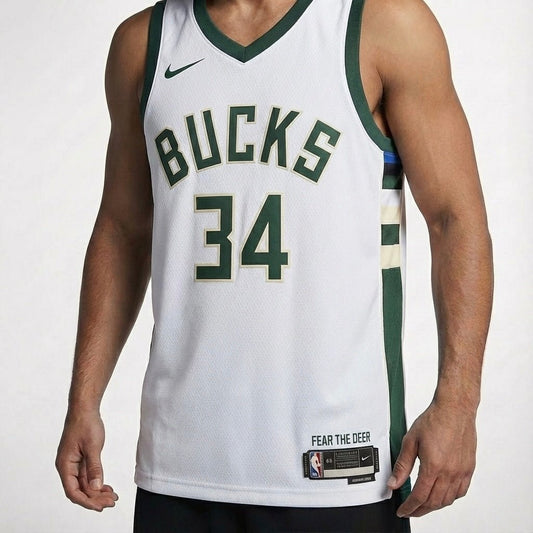 גופיית משחק רשמית מילווקי באקס לבנה - TheFutbolistaCloset