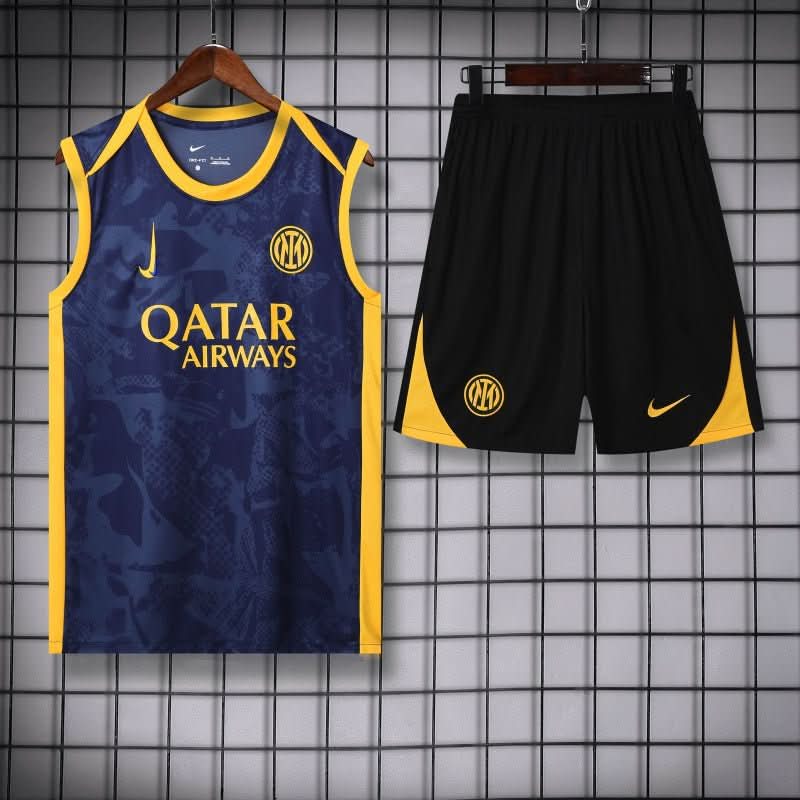 Inter Milan 25/26 Dark Blue Yellow Training Shirt - TheFutbolistaCloset