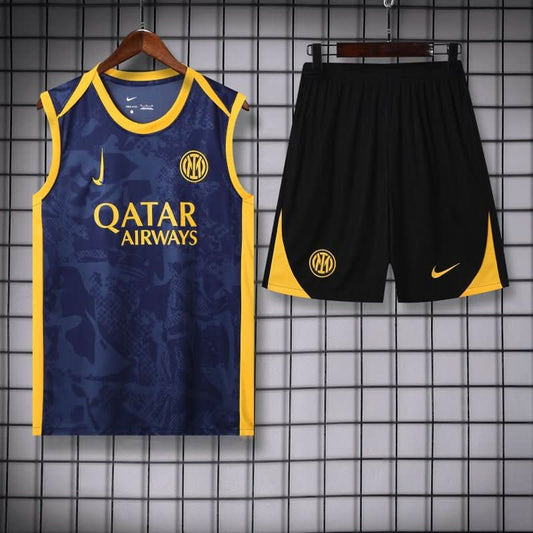 Inter Milan 25/26 Dark Blue Yellow Training Shirt - TheFutbolistaCloset