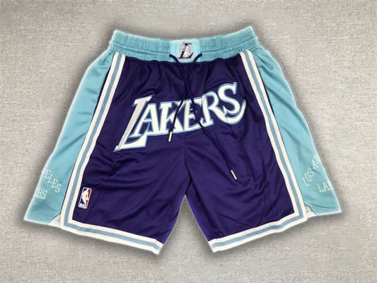 Los Angeles Lakers Just Don Purple Light Blue Shorts - TheFutbolistaCloset
