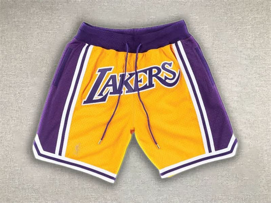 Los Angeles Lakers Just Don Yellow Purple Shorts - TheFutbolistaCloset