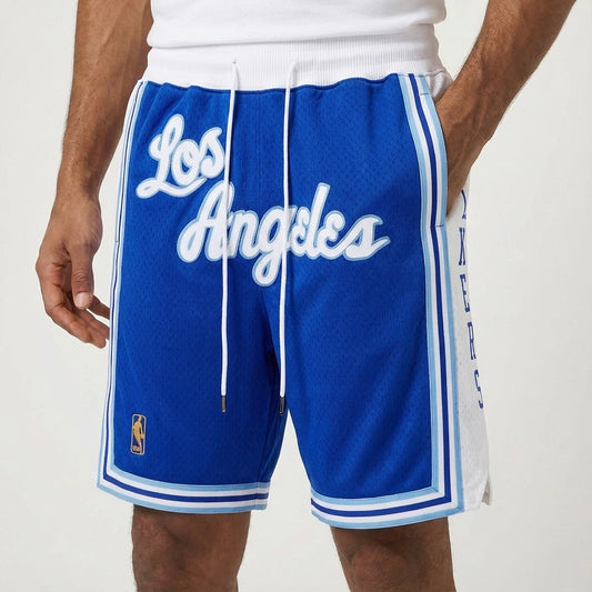 מכנסיי ג׳אסט דון לוס אנג׳לס לייקרס בצבע כחול לבן - TheFutbolistaCloset