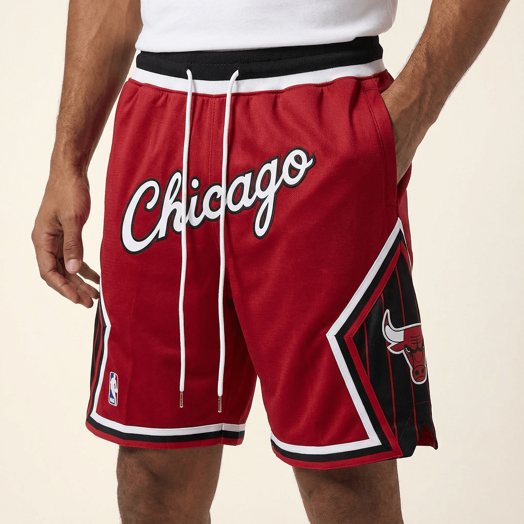 מכנסיי ג׳אסט דון שיקגו בולס בצבע אדום שחור - TheFutbolistaCloset