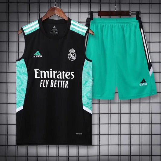 Real Madrid 22/23 Black Light Blue Training Shirt - TheFutbolistaCloset