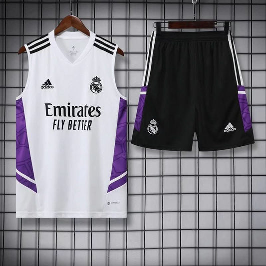 Real Madrid 22/23 White Purple Training Shirt - TheFutbolistaCloset