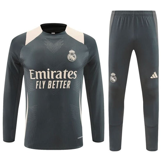 Real Madrid 24/25 Grey & Cream Training Set - TheFutbolistaCloset