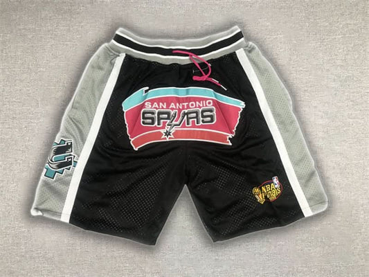 San Antonio Spurs Just Don Black Grey Shorts - TheFutbolistaCloset