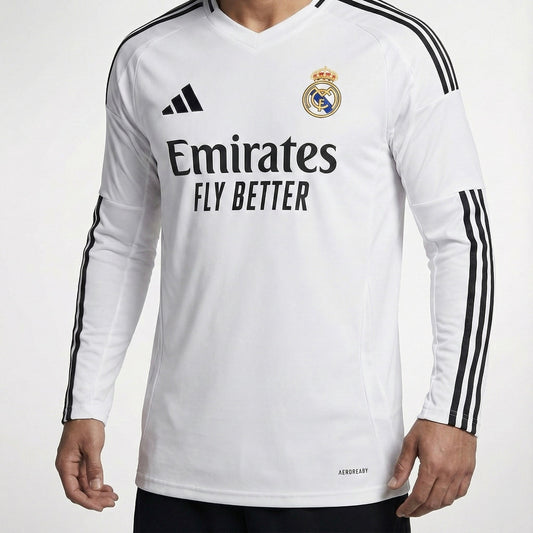 חולצת משחק רשמית ריאל מדריד בית 24/25 שרוול ארוך - TheFutbolistaCloset