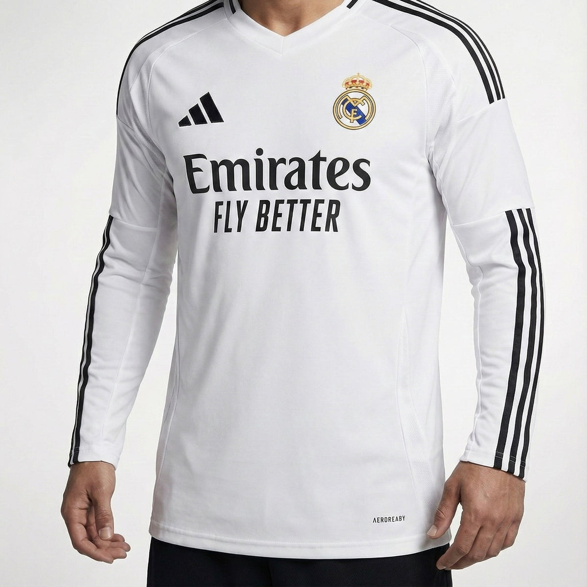 חולצת משחק רשמית ריאל מדריד בית 24/25 שרוול ארוך - TheFutbolistaCloset